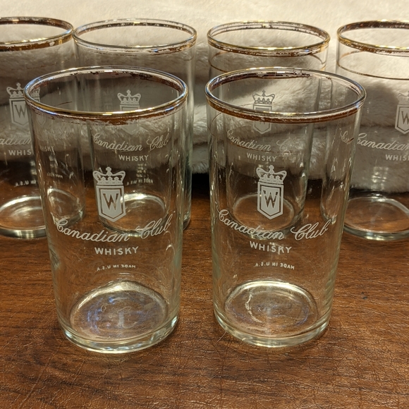 Vintage set of Canadian Club Whiskey glasses, whiskey spelled without 'e' - Picture 3 of 4